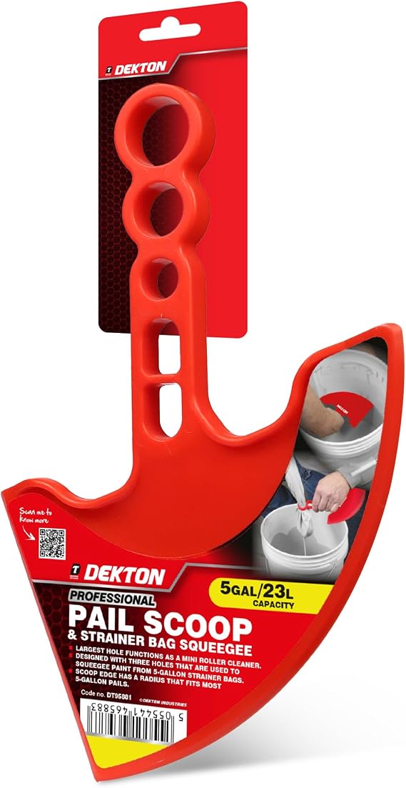 DEKTON All-in-One Professional Paint Pail Tool | Multi-Purpose Heavy Duty Scooper, Squeegee & Roller Cleaner | Efficient for 5-Gallon Buckets, Strainer Bags & Rollers | Essential for DIY & Trade