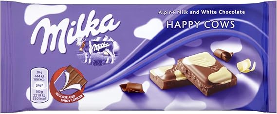 Milka Happy Cows Milk and White Chocolate Bar 100 g