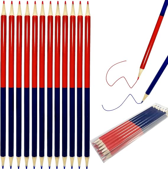 60 Pieces Red and Blue Pencils Erasable Checking Pencils Pre-Sharpened #2 HB for Checking Marking Map Tests Grading