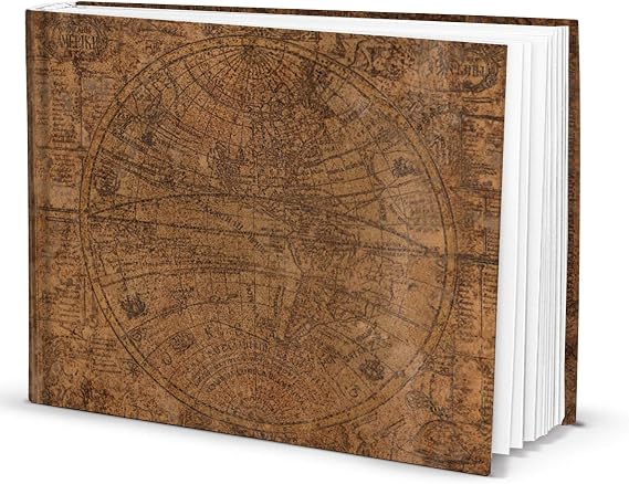 Notizbuch Weltkugel DIN A4: Tagebuch Querformat Blanko Note Book Journal für Notizen Hardcover Einband 148 leere Seiten Geschenk Vintage Terminplaner Reisetagebuch Journaling Buch Erwachsene