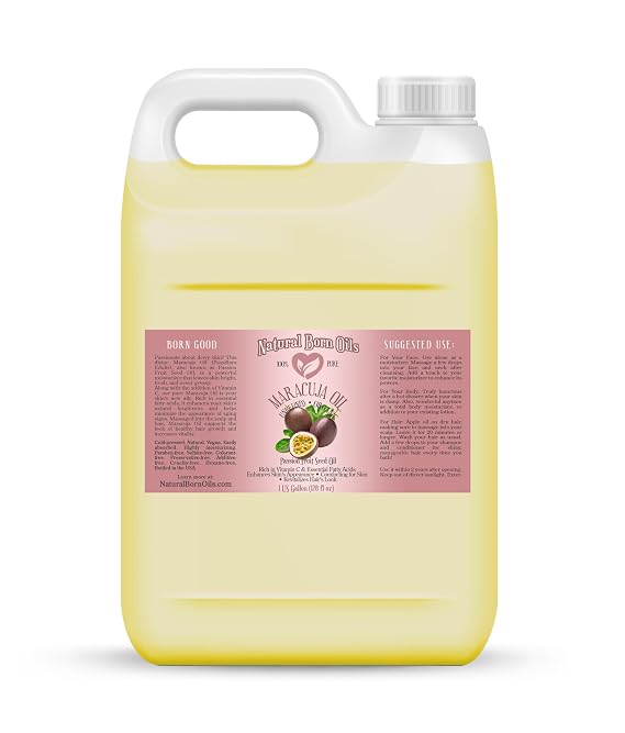 Natural Born Oils Maracuja Oil, 1 Gallon, Organic, Cold-Pressed, aka Passion Fruit Oil, Nutrient-Rich, Excellent for Radiant Skin, Healthy Hair
