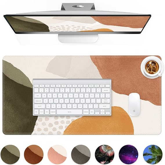 HAOCOO Boho Mouse Pad, Desk Mat for Keyboard and Mouse,Computer Desk Mat, Large Mouse Pad for Desk, XXL Mousepad with Non-Slip Base, Waterproof Keyboard Mat for Office Home(Beige Tan)