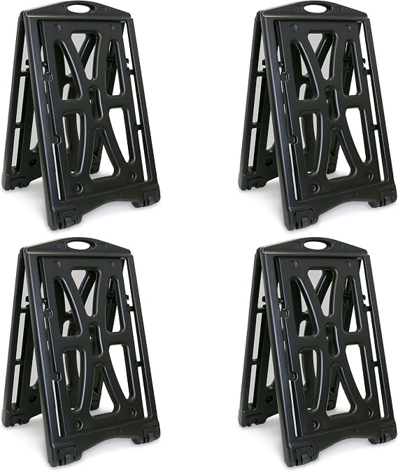 SmartSign (Pack of 4 Two-Sided BigBoss Sidewalk Sign Frames/A-Frame Sandwich Boards for 36 x 24 inch Signs, Built-In Wheels, Thermoplastic, Black, Made in USA