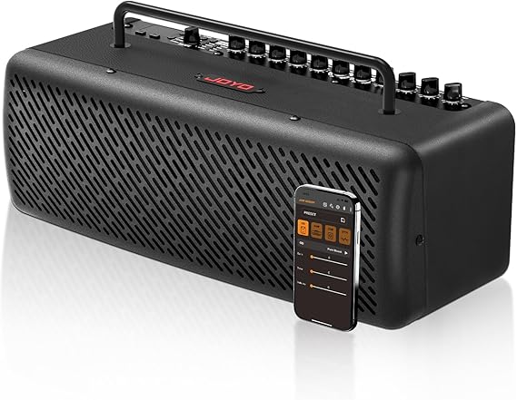 JOYO 40W Desktop Amp for Acoustic/Electric/Bass Guitar & Mic Live Streaming & Studio Recording with 52 Amp Sims & 49 FX, XLR+48V, Looper, Drum Machine, Wireless Receiver & App (JAM Buddy III Black)