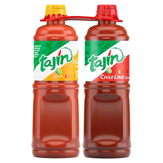 Tajin Fruity Chamoy Sauce, 15.38 oz, and Tajin Chile Lime Sauce, 15.38 oz, Mexican Sauces for Fruit, Vegetables, Snacks, Mangonadas, and Drinks, (Pack of 2)
