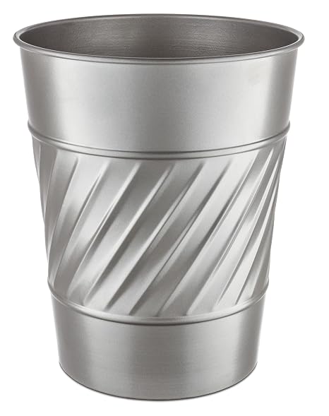 Monarch Abode Metal Bathroom Trash Can Waste Basket for Bedroom, Office Desk, Dorm, Handcrafted Wave Embossed, Durable Decorative Pewter Small Trash Can Bathroom Garbage Bin Wastebasket