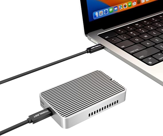 USB4 v2.0 M.2 NVMe SSD Enclosure, 80Gbps Super-Fast External Case, Compatible with Thunderbolt 5/TB4, Over 7000MB/s, Active Cooling Fan & PD Power Port, Works with Mac M4 Pro/M3, Windows