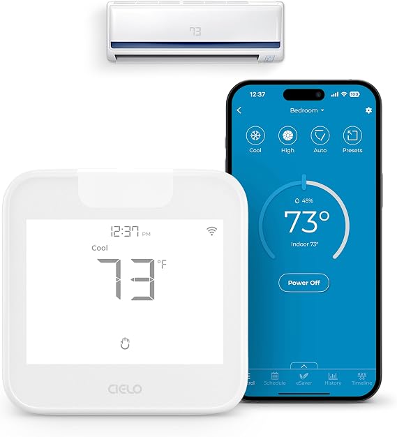 Breez Max Smart WiFi Thermostat for Mini-Split, Window, Portable AC (White) | AHR Product of the Year | Smart AC Controller | AI-Based Tech | Free App, No Subscription | Alexa, Google, IFTTT, SmartThings