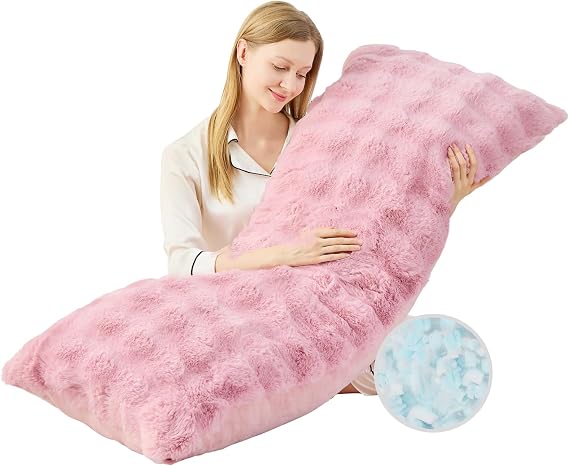 YZ HOME Faux Fur Fluffy Body Pillow for Adults, Soft Support