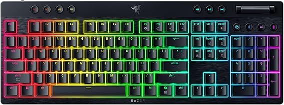 Razer BlackWidow V4 Düşük Profilli HyperSpeed - Kablosuz Düşük Profilli Mekanik Oyun Klavyesi - HyperSpeed & BT - Çoklu Kaydırma Tekerleği - Sarı Anahtarlar | QWERTY ABD Düzeni