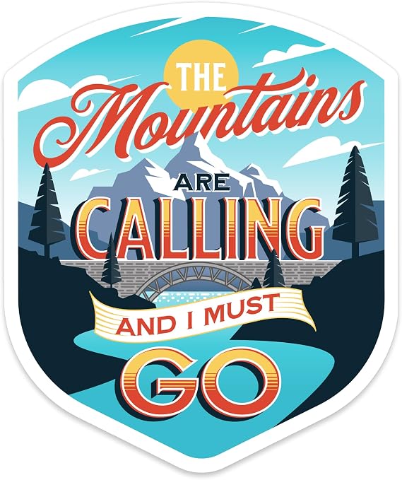 Stickios Mountains are Calling Camping Hiking Bumper Sticker - Made in USA