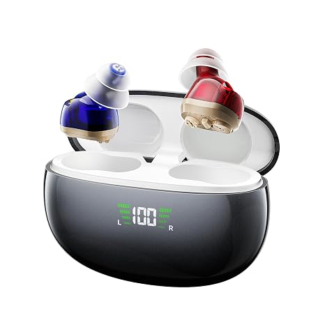 OTC Hearing Aids for Seniors ,Rechargeable Hearing Aids for People with Hearing Loss,Noise Cancelling/Clear Sound, Invisible Comfortable Fit for Adults Men and Women,Gray