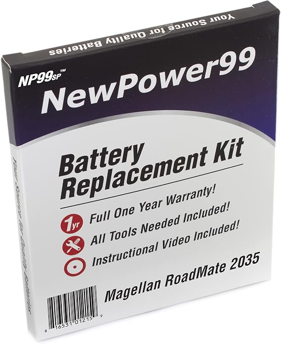 NewPower99 Battery Replacement Kit with Battery, Video Instructions and Tools for Magellan RoadMate 2035