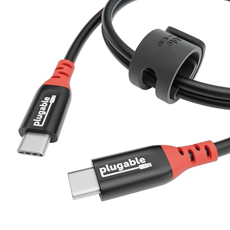 Plugable USB C to USB C Cable, Data Blocker Charge Only Cable (1m/3.3ft): 240W Safe Fast Charging for MacBook, iPhone 15/16, Galaxy S24, Steam Deck, and More USBC Devices (USBC-CC1M)