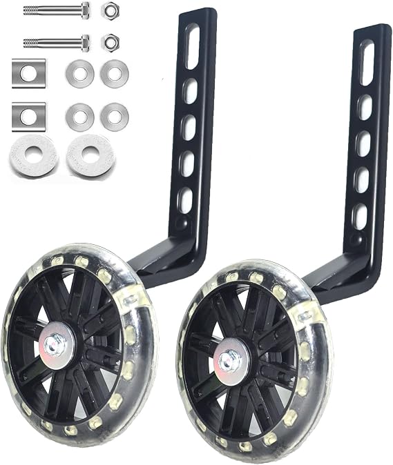 Bike Training Wheels for 12-20 Inch Kids Single-Speed Bikes | Wide bike fit, steady beginner support, quiet flashing wheels, and easy parent-friendly installation