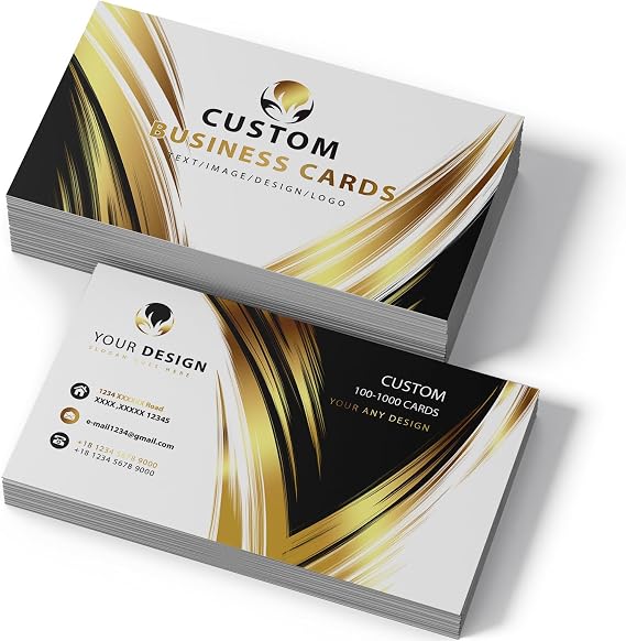 Custom Business Cards Customizable with Logo Personalized Paper Cards Customize 1000 500 200 100 for Small Business Customized Waterproof Double-Sided Printing