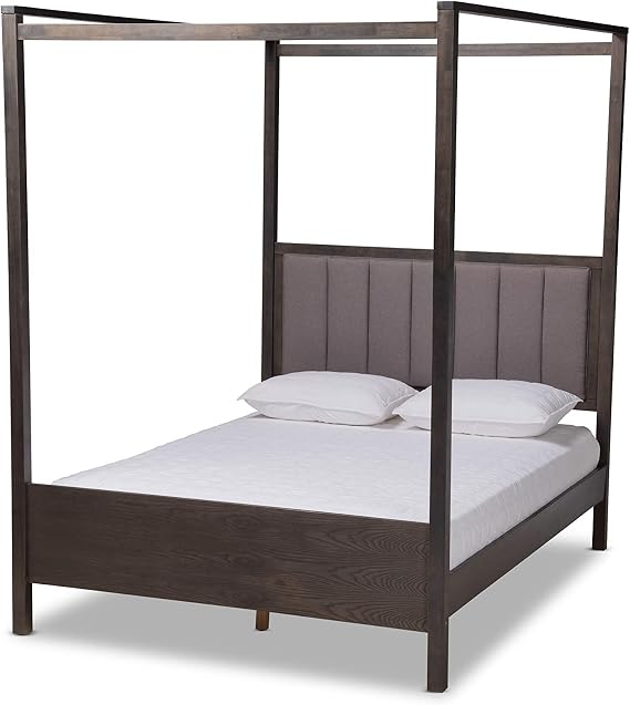 Baxton Studio Beds (Platform), Queen, Grey/Dark Greyish Oak