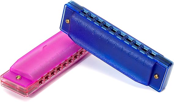Koogel 2 PCS Translucent Kids Harmonica,10 Hole Harmonica for Toddler Musical Instruments for Beginners Party Birthday Gifts