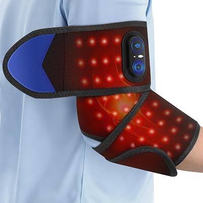 Cordless Heating Pad for Arm Elbow Wrist Leg Pain Relief, Red Light Knee Ankle Heating Pads, Heated Elbow Brace Wrap Heating Pad for Arm, Wrist, Ankle, Leg with 3 Heating Levels & Auto Shut-Off Timer