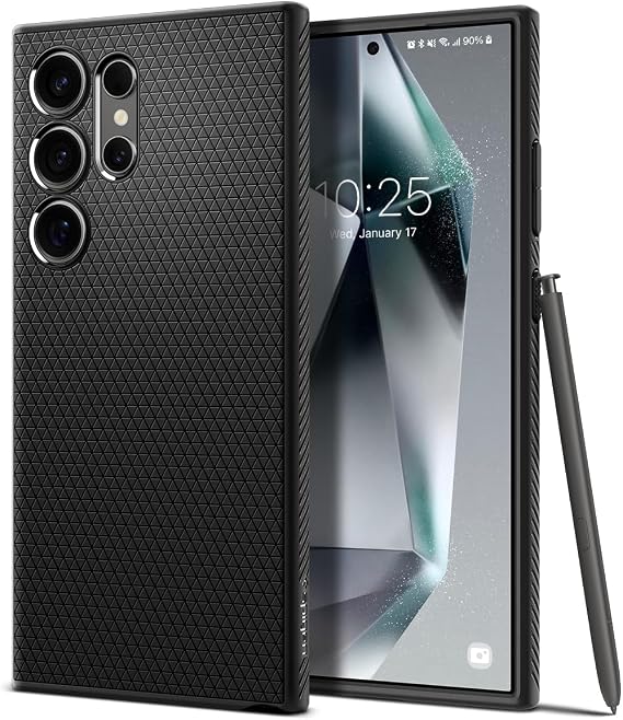 Spigen Galaxy S24 Ultra ile Uyumlu Kılıf Liquid Air Kaymaz Dokulu Yüzey Siyah Kapak - ACS07287 (Spigen TR Garantili) | Mat siyah