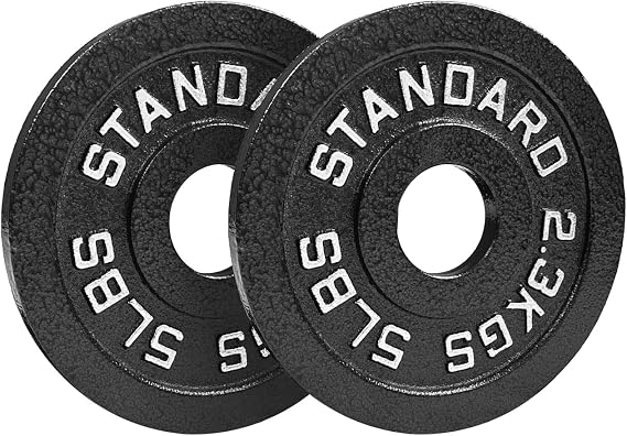 Steel Olympic Plates 5lb Pair - Olympic Standard Premium Coated 2x 5 Pound Weights