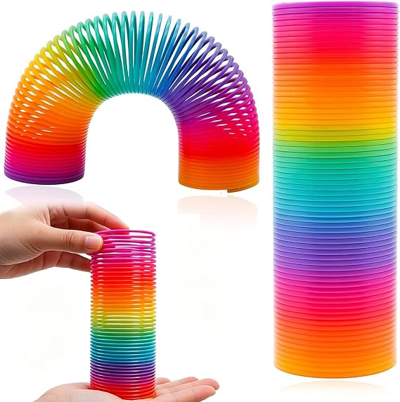 Magic Rainbow Spring Toy, Large Slinky Coil Sensory Fidget Toy, Colourful Stretchy Bouncing Fidget Toy Ideal Kids Parties Gifts Party Bags Prizes, Perfect Sensory Toys for Autistic Children (1pc)