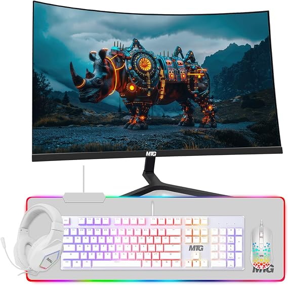 MTG 32 Inch Curved Monitor, Full HD 1080P, Frameless Display, HDMI DP