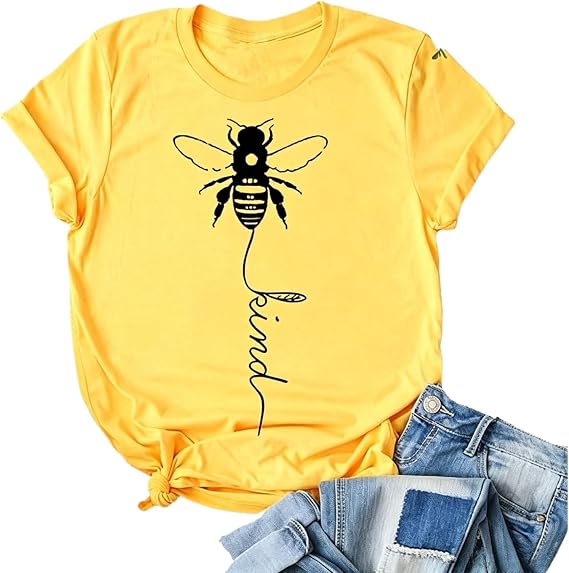YourTops Women Bee Kind T-Shirt Graphic Shirt