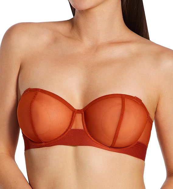 DKNY Women's Sheers Convertible Strapless Bra, Copper, 38C