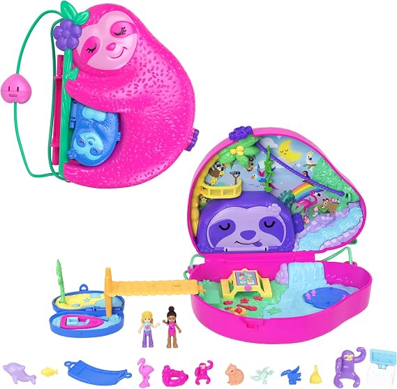POLLY POCKET™ Lazy Animal Family 2 in 1 Compact Bag Polly Pocket™ dolls and play set, travel toys, Lazy Animal Family 2 in 1 Compact Bag HRD40