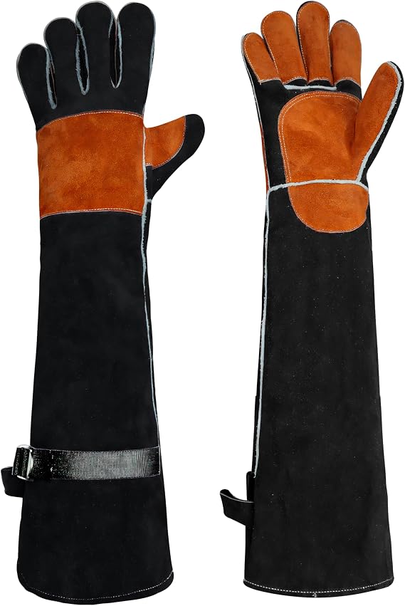 Long Leather Welding Gloves Animal Handling Scratch Bite Proof