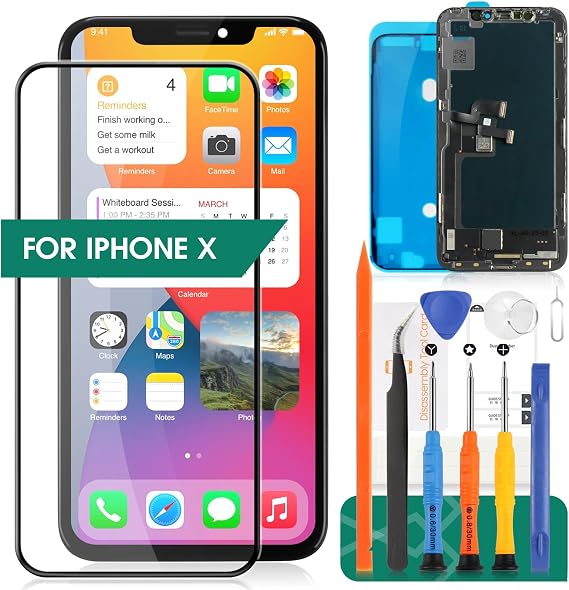 SRJTEK Soft OLED For iPhone X LCD Screen Replacement Repair Touch Panel Set 5.8 Inch Compatible with A1865 A1901 A1902 Models, LCD Display Touch Screen Digitizer Repair Parts with Tools