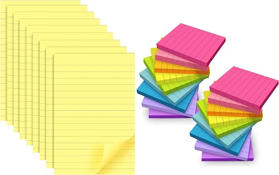 4x6 Yellow Lined Sticky Notes and 18 Pads Lined Sticky Notes 3x3