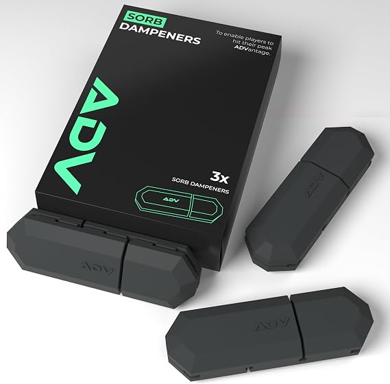 ADV Tennis Dampener with Custom Feel - 3 Pack - Racket Shock Absorber to Reduce Vibration, Relieve Symptoms of Injury and Stay on the Racket - Engineered Poly-Silicone Tennis Racket Dampener