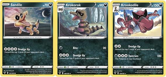 Pokemon Evolution Set - Krookodile 109/185 - Krokorok & Sandile - Vivid Voltage - Rare 3 Card Lot