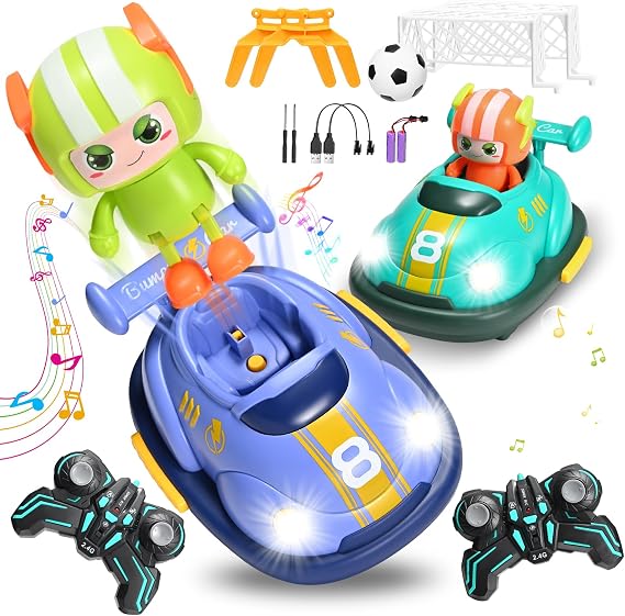 Remote Control Bumper Cars Toys, RC Ejecting Bumper Vehicle with Light & Music, Car RC Race Vehicles Playset of 2 Players, Gift for Toddler Boys and Girls, Toy Cars for Kids Age 3 4 5 6