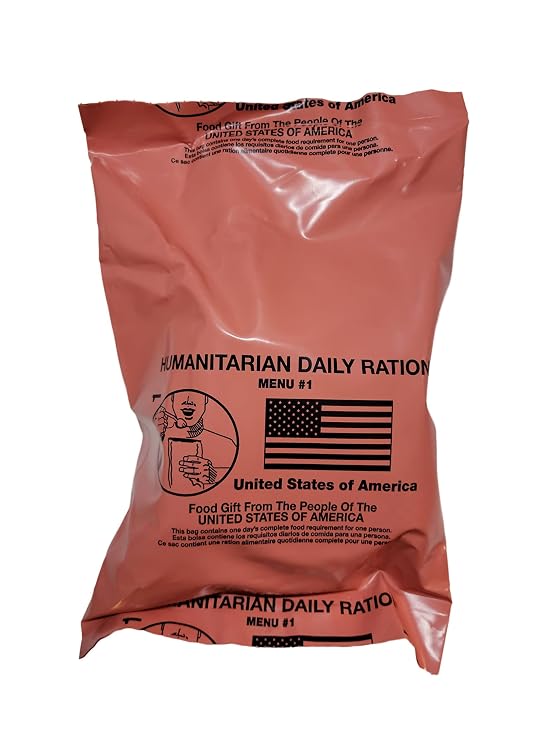 1 - HUMANITARIAN DAILY RATION MRE - RANDOM MENU - Inspection date of 2/2022 or Newer - HDR Made in USA by Sopacko, Authentic USGI Rations - Ready to Eat