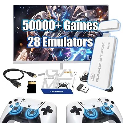 M15 Retro Gaming Console,50,000 classic games,Retro Game Stick with 23 Emulators,4K HD Output TV Game Stick,with 2 Wireless 2.4GHz Controllers,Plug and Play Video Games Console,TVComputer128GB