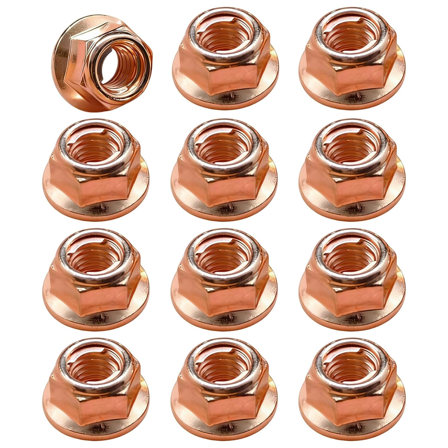 12 Pcs Car Exhaust Manifold Nuts Head Copper Nut M8 Hex Nuts Copper Self Locking Car Parts for B-mw E30 3 Series