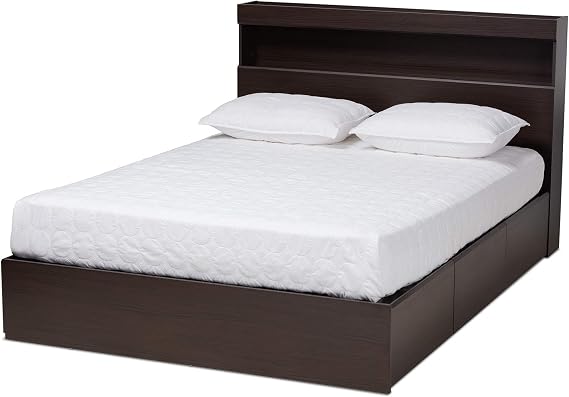 Baxton Studio Beds (Platform), Queen, Dark brown
