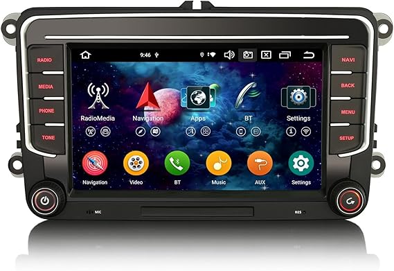 7 inch 4GB+64GB Android 14 Car Stereo 2 din Head Unit for VW Amarok Crafter Caddy Polo 6R Skoda Yeti Transporter T6 Support Wireless Carplay Android Auto DSP Bluetooth Wifi 8-Core