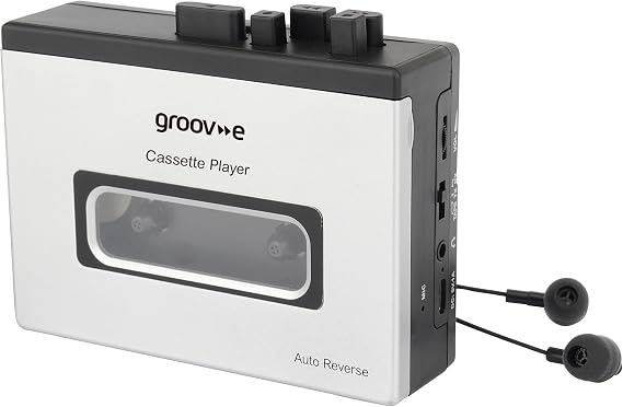 Groov-e Retro Cassette Player & Recorder with Bluetooth -  with Headphones, Has Auto Reverse Feature, Built-In Mic & Speaker, USB or Battery-Operated