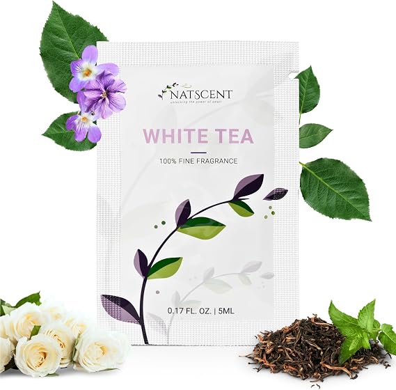 White Tea Diffuser Oil, Tear-Open Sachet, Essential Oils for Diffusers for Home, Family-Friendly Ingredients, Hotel Inspired White Tea Essential Oils, Essential Oil Sampler 0.17 fl. oz.