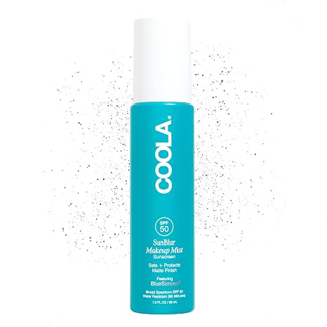 COOLA SunBlur Makeup Mist Sunscreen with SPF 50, Matte Setting Spray, Dermatologist Tested Sunscreen, Paraben Free, Vegan, 1.9 Fl Oz