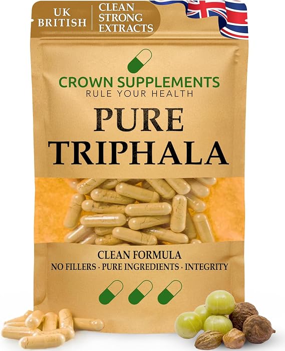 Pure Triphala Capsules | Quality Clean Supplements | Body Tonic Cleansing & Detoxifying Digestive System | Crown Supplements UK (270 Capsules)