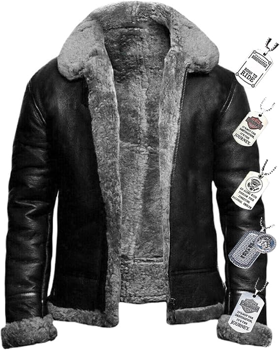 Mens Leather Jacket Casual Windbreaker Jackets Fur Collar Jacket Men's Faux Leather Jacket Motorcycle Jacket