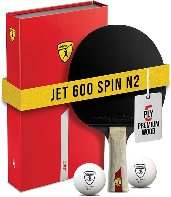 Killerspin Jet 600 Spin N2 Ping Pong Racket Advanced Table Tennis Racket, 5 Layer Wood Blade, Nitrx-4Z Rubbers, Flared Handle