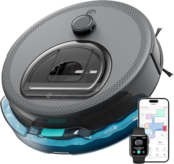 Lefant LiDAR Robot Vacuum and Mop, Smart Mapping and Obstacle Avoidance, Tangle-Free Pet Hair, 2.4G/5G WiFi App Control, Slim Design for Wider Coverage, Carpet Detection, M330 Pro, Grey