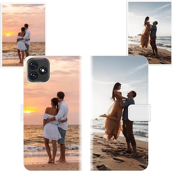 Sunrive Personalised Custom PU Leather Phone Case compatible with OSCAL C20 PRO,Customised Cover with your own photo,image,Picture,or text Make Your Own Case + Phone Lanyard