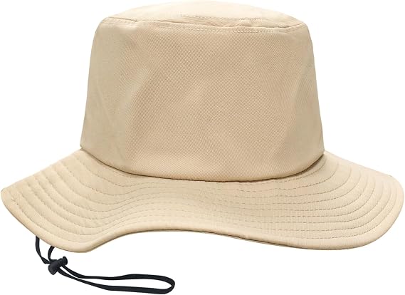 PFFY Bucket Hat for Women Men Lightweight Sun Beach Fishing Cap with Detachable Chin Strap Khaki(with Chin Strap)